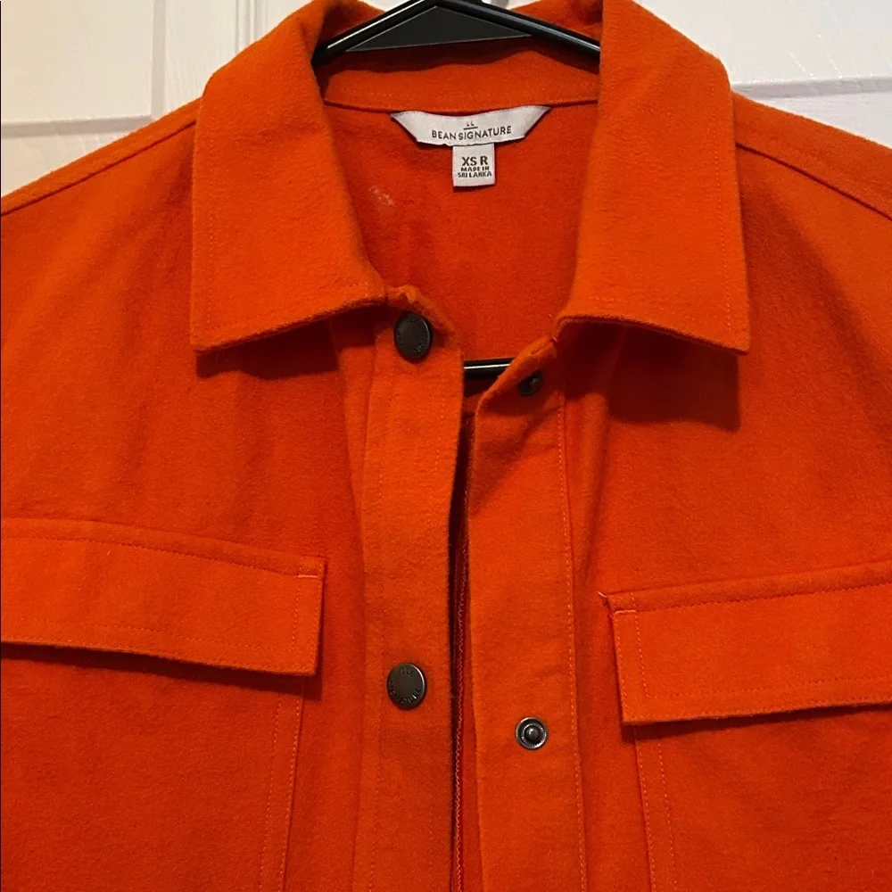 LL Bean Signature Ladies Chamois Snap Front Tunic, Size XS, Orange - Picture 3 of 4